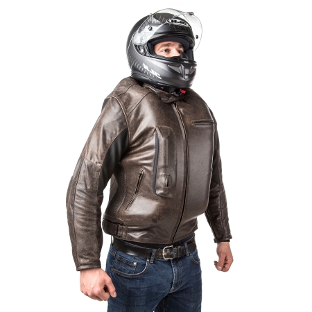 SKÓRZANA KURTKA z poduszką powietrzną HELITE Leather Roadster Vintage Brown