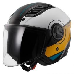 Kask otwarty Jet LS2 Airflow II Cover Matt White Brown