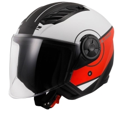 Kask otwarty Jet LS2 Airflow II Cover Matt White Red