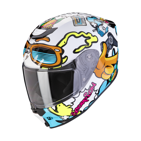Kask motocyklowy dziecięcy Scorpion Exo-JNR Fun White Blue