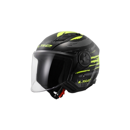 Kask otwarty Jet LS2 Airflow II Brush Black H-V Yellow