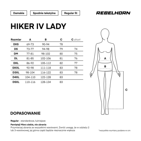Spodnie motocyklowe Rebelhorn Hiker 4 Lady Black Standard
