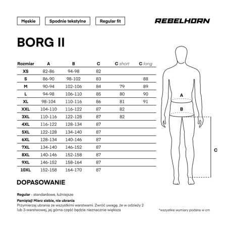Spodnie motocyklowe Rebelhorn Borg 2 Black Standard