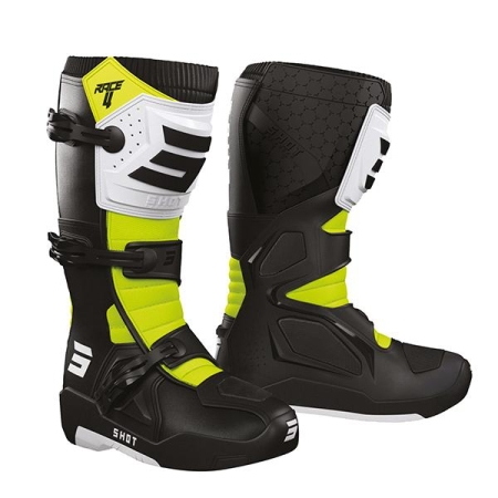 Buty motocyklowe Cross Enduro Shot Race 4 Black White Yellow