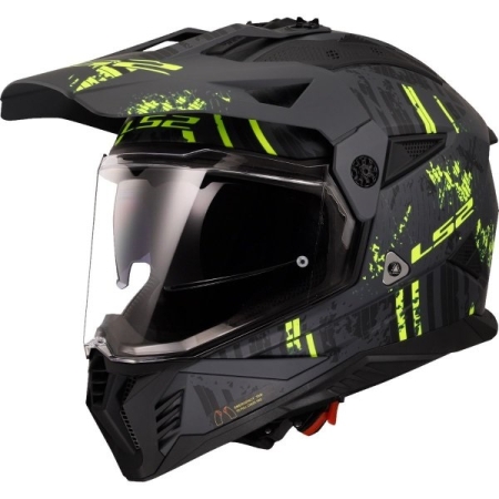 Kask motocyklowy Dual Sport LS2 MX702 Pioneer II Crazy Black Yellow
