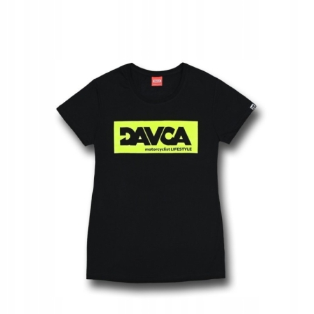 Davca T-Shirt Damski Czarny Logo fluo