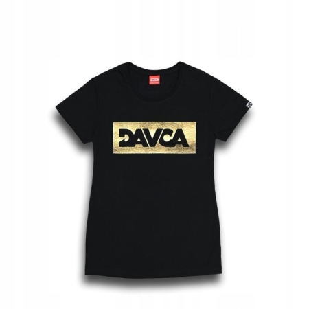 Davca T-Shirt Damski Czarny Logo gold