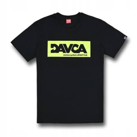 Davca T-Shirt Męski Czarny Logo fluo