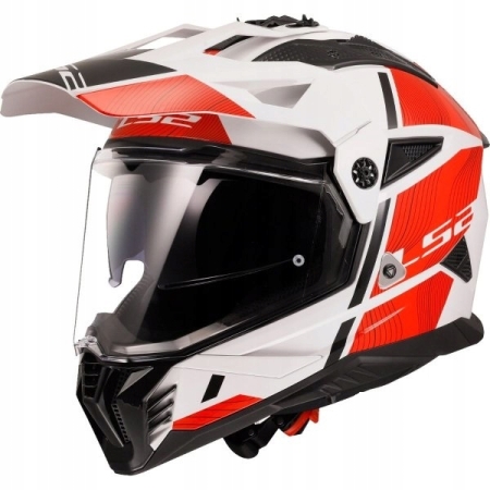 Kask motocyklowy Dual Sport LS2 MX702 Pioneer II Hill White Red