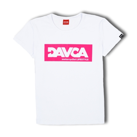 Davca T-Shirt Damski Biały Logo pink