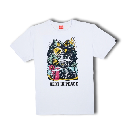 Davca T-Shirt Męski Biały RIP