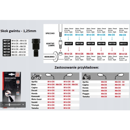 Adapter lust. prawy 8mm > prawy 10mm LAMPA90150