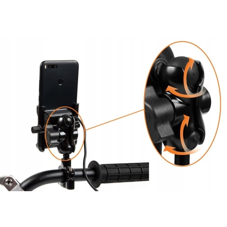 Uchwyt motocyklowy na kierownicę eXtreme R8 USB QC