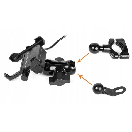 Uchwyt motocyklowy na kierownicę eXtreme R8 USB QC