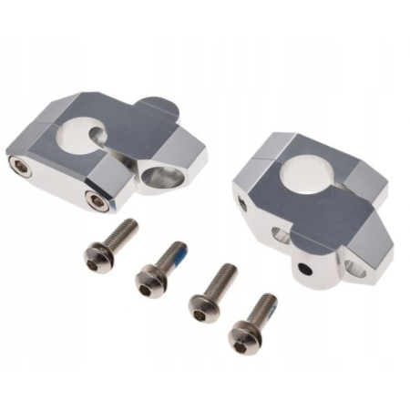 Podwyższenie adapter z przesunięciem do kierownicy rurowej 22 mm srebrny