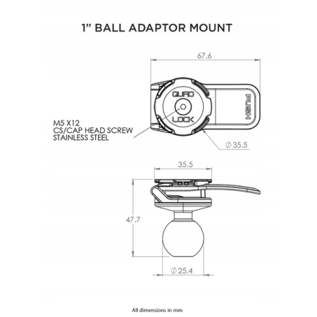Quad Lock Adapter z kulką montażową 1
