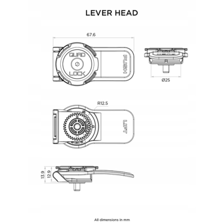 Quad Lock Głowica z dźwignią zwalniającą Lever Head Blue