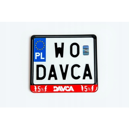 DAVCA Ramka na tablicę rejestracyjną - motocyklową - czarna z czerwonym paskiem