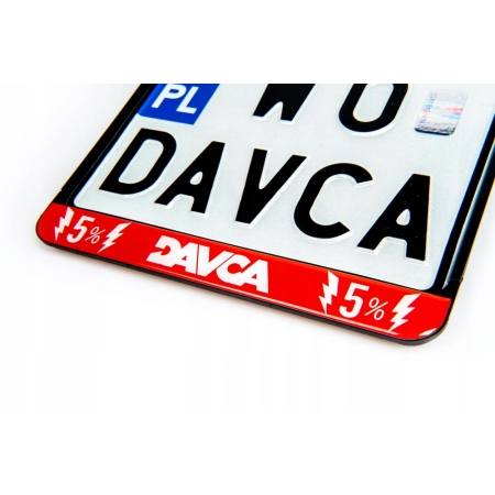DAVCA Ramka na tablicę rejestracyjną - motocyklową - czarna z czerwonym paskiem