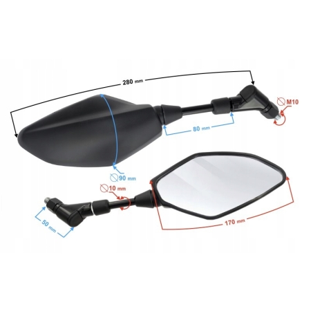 Moretti Parts Lusterka uniwersalne LUSFOS006 M10 P+P Komplet